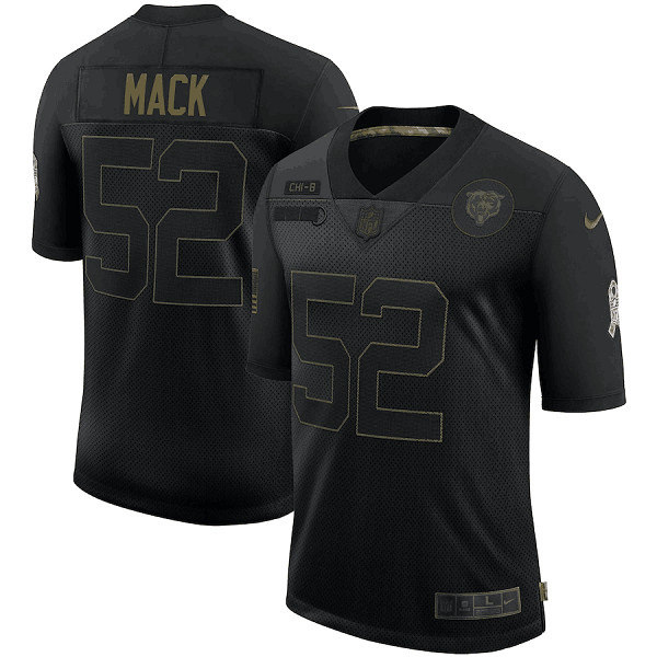 Men's Chicago Bears #52 Khalil Mack 2020 Black Salute To Service Limited Stitched NFL Jersey